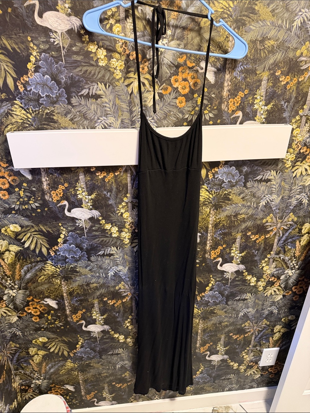 Black Maxi Slip Dress with Halter Tie